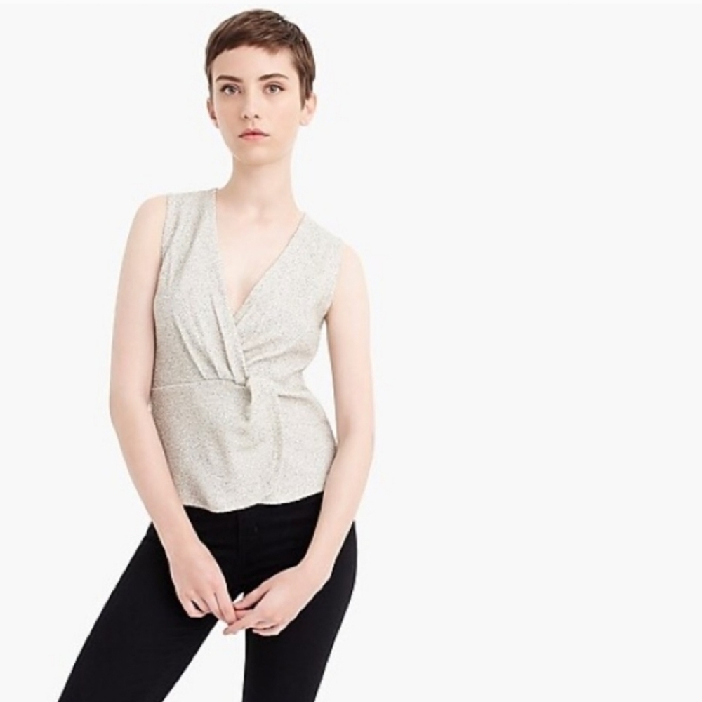 J. Crew 365 Pink Boucle Knot & Peplum Tank Top Size Small - Picture 7 of 7
